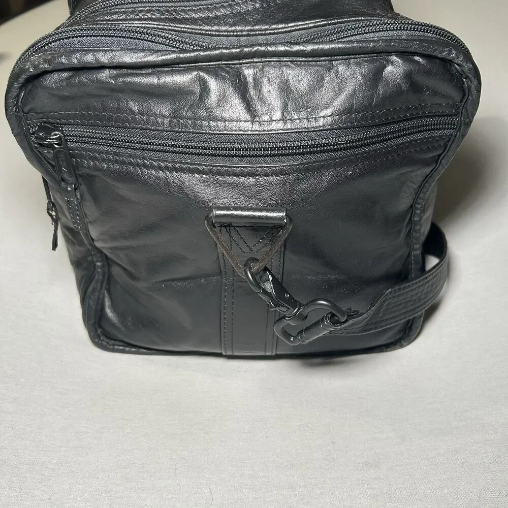Vintage Tumi Alpha Square Duffle Bag Black Napa Leather Rare Luggage Weekender